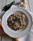 Risotto con funghi e carne macinata