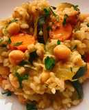 Arroz con pollo, garbanzo y hortalizas