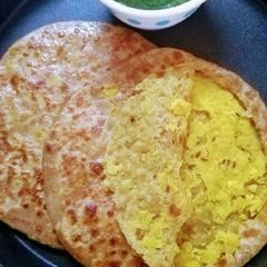 Without onion garlic chana daal stuffed satvik Paratha A picture of Without onion garlic chana daal stuffed satvik Paratha.
