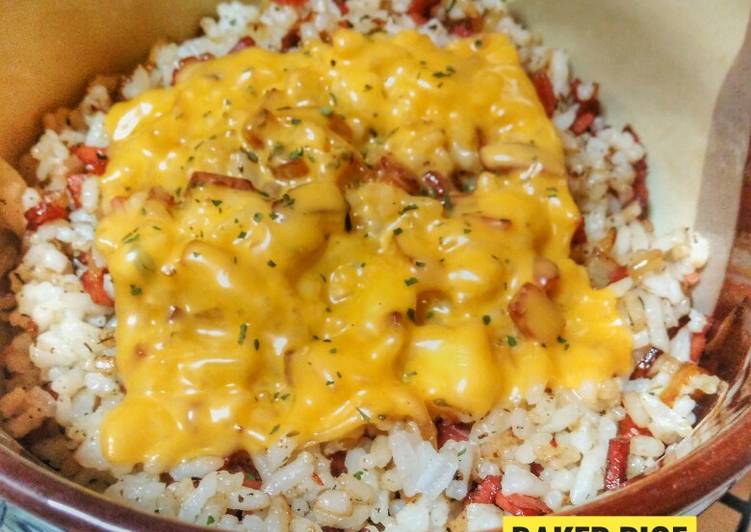 Baked Rice (nasi panggang) with Melted Cheddar