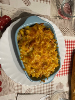 Una foto de Macarrones gratinados con un toque picante