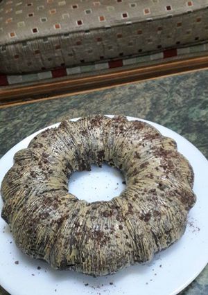 صورة لوصفة كيكة الشوكولاتة و زبدة الفول السودانى