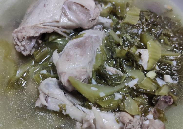 Langkah Menyiapkan Sup Ayam sayur asin yang nikmat