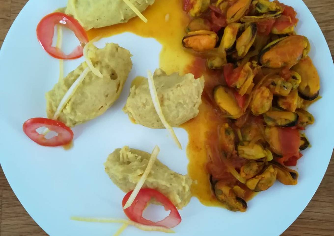 Cari de moules purée patate douce