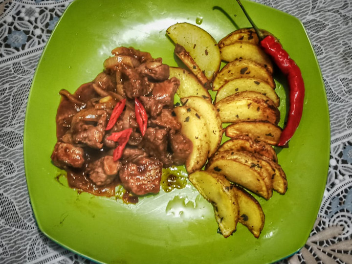 Resep Wedges Potato + simple BBQ 🥓 Anti Gagal