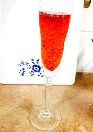 A picture of Red sharbat with Tukh Malanga.
