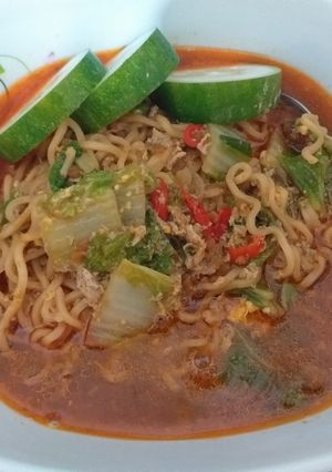 Foto resep Mie goreng masak kuah pedes