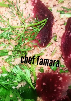 A picture of Couscous with fennel,jijir,parsley.