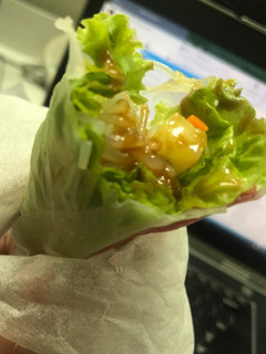 A picture of Kani and Mango Fresh Vietnamese Spring Roll w/ 2 dipping sauces.