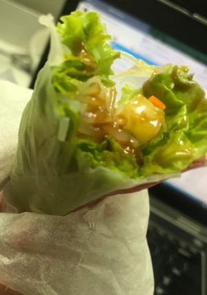 A picture of Kani and Mango Fresh Vietnamese Spring Roll w/ 2 dipping sauces.