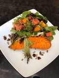 Baked Sweet Potatoes and Watermelon Green Salad