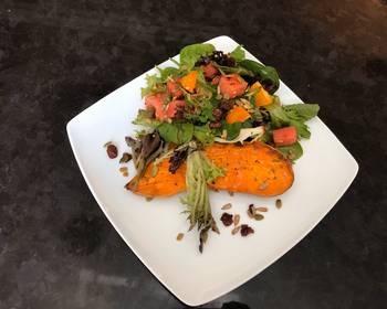 The New Way Making Recipe Baked Sweet Potatoes and Watermelon Green Salad Most Delicious