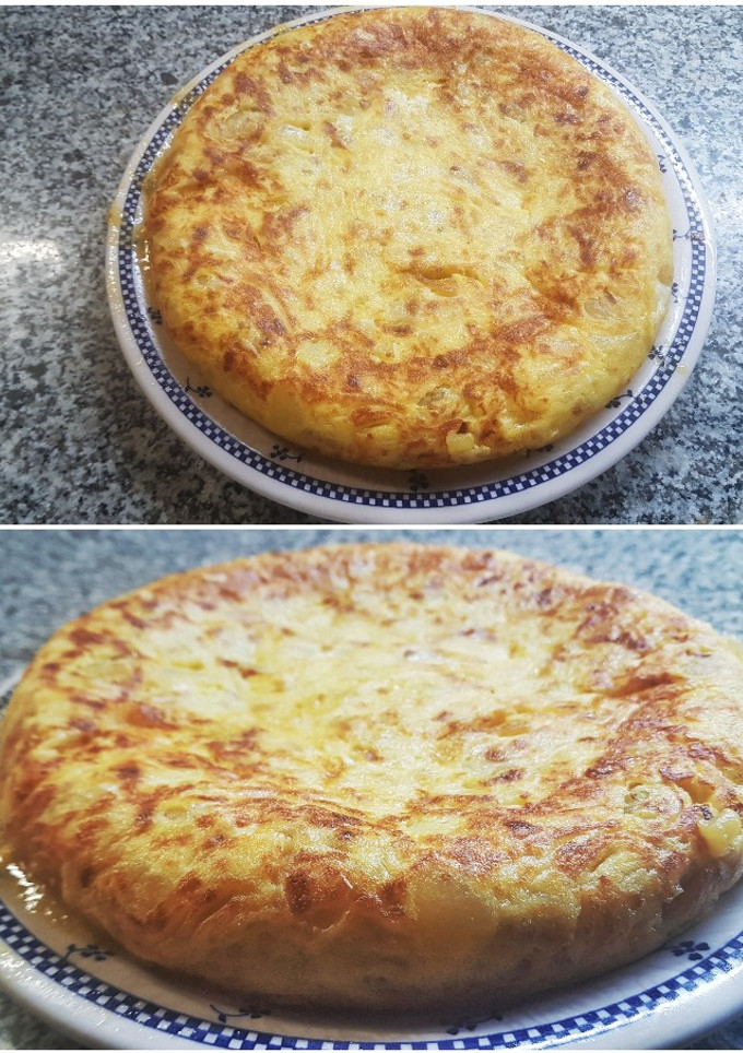 Una foto de "Mozzatruita" o tortilla cremosa de Patatas, Cebolla y Mozzarella