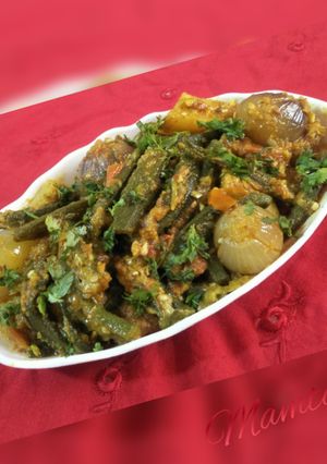 A picture of Sindhi seyal bhaji (Masala Bhindi).