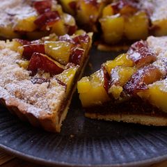 A picture of Sweet Potato Tart filled with Cinnamon Almond Cream.