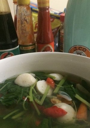 Foto resep Sayur bayam baso ikan temu kunci