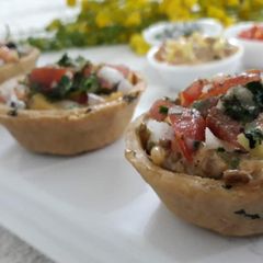 A picture of Katori Chaat with Russian Salad Filling.