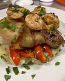 Baked Garlic-Lime Chicken Drums and Shrimp