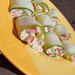 A picture of Yummy cucumber rolls.