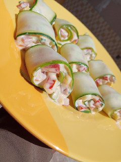 A picture of Yummy cucumber rolls.