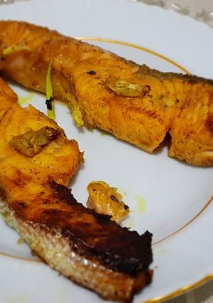 A picture of Quick salmon steaks شرائح سلمون على السريع.