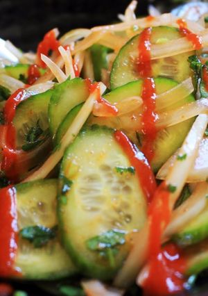 A picture of Quick & Easy Srirachafied Cucumber Salad.