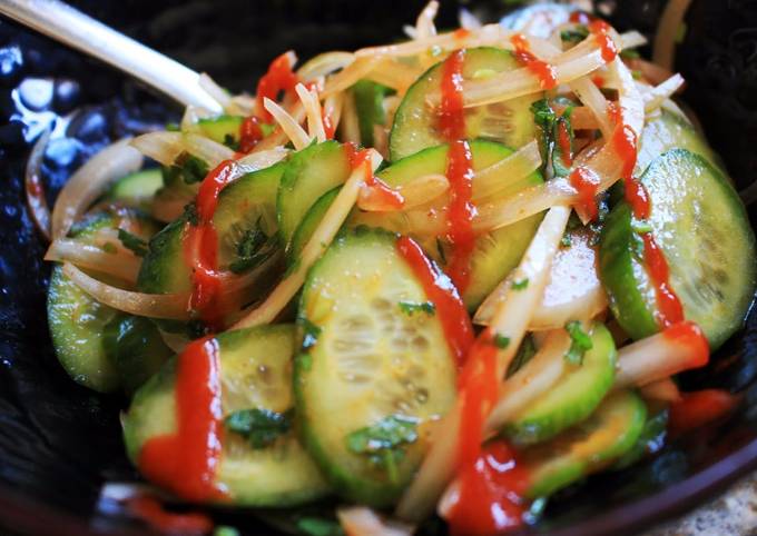 Quick & Easy Srirachafied Cucumber Salad