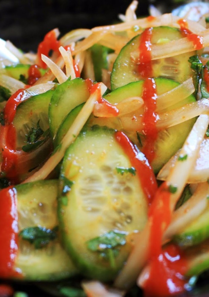 A picture of Quick & Easy Srirachafied Cucumber Salad.