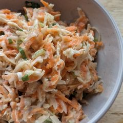 A picture of Indian-inspired celeriac slaw (vegan).