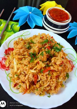 A picture of Schezwan Rice.