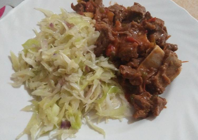 Wednesday Fresh Fried cabbages with wet fried beef