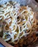 Tallarines con verduras varias a la crema