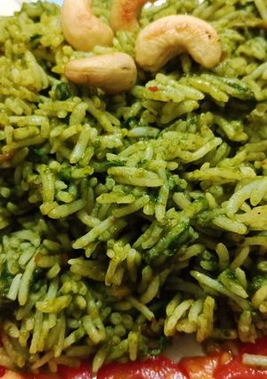 A picture of Paalak Biryani/Spinach Biryani.