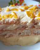 Tarta de melocotón con bizcochos de soletilla