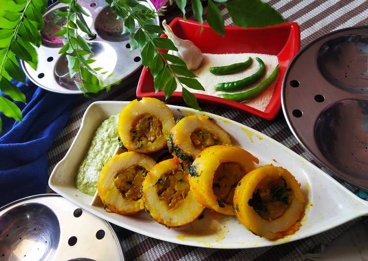 Stuffed idli(steamed in glass)