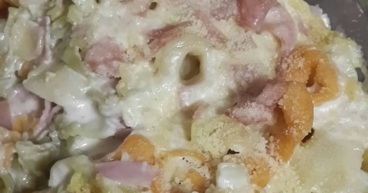 Fideos con crema y jamón Receta de Maria🍭 Cookpad