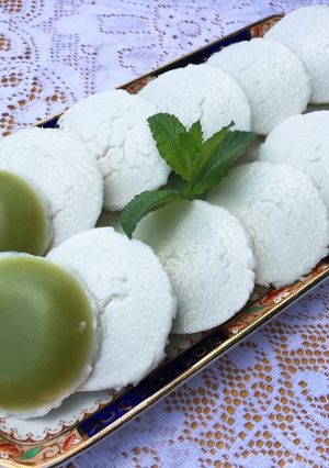 A picture of Pandan Coconut Steamed Cups (Khanom Tuay) – Easy Thai Dessert for Selling.