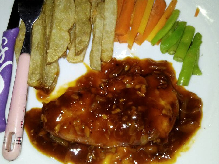 Cara Membuat Steak ayam saus manis gurih untuk anak 2 thn ok Simpel