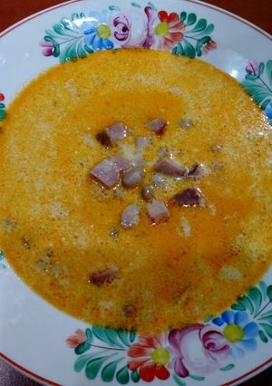 Tejfölös bableves füstölt hússal recept fotója