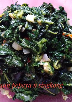 Foto resep Tumis daun pepaya n singkong(no pait)