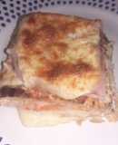 Sándwich de papa y zanahoria con ralladura de Limón, jamón y muzzarella