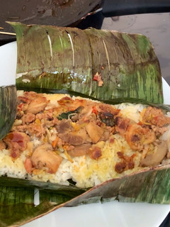 A picture of Spicy grilled rice indonesian style (Nasi Bakar).