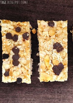 Una foto de Barritas de cereal utilizando tostadas de arroz. Fácil, sencilla, SIN GLUTEN y SIN HORNO!