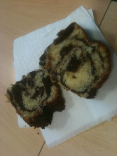A picture of Vanilla chocolate marble cake.