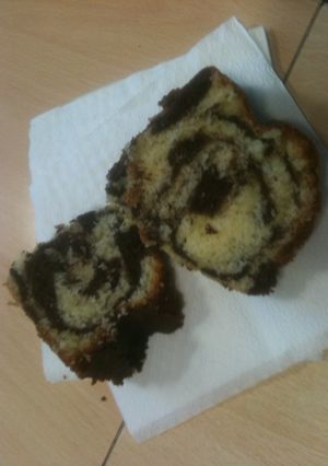 A picture of Vanilla chocolate marble cake.