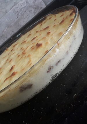صورة لوصفة غراتان البطاطا بكريمة الجبن واللحم المفروم