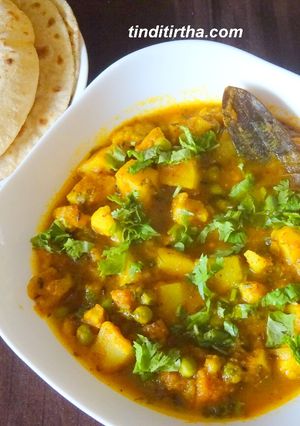 A picture of ALOO-GOBHI-MATAR...absolutely in my method.