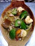 แกงเลียงหัวปลี บวบ มะละกอสับ กุ้งสด
