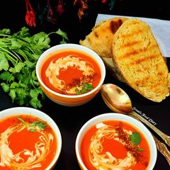 A picture of Tomato Carrot & Beetroot Soup.