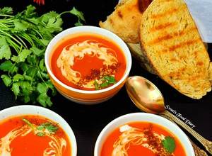 A picture of Tomato Carrot & Beetroot Soup.